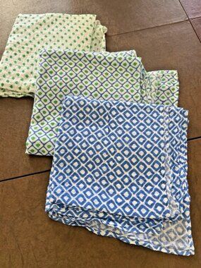 3 - Excellent condition Hudson Baby (HB) 100% cotton Swaddles 46" square
